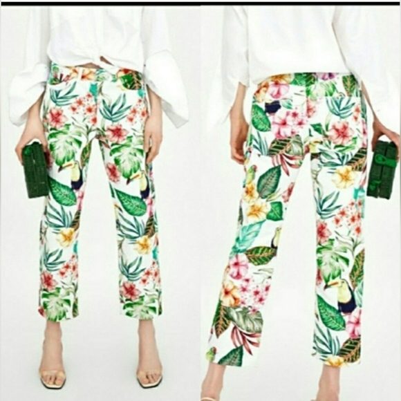 NWOT ZARA FLORAL JEANS SZ 06 - Picture 4 of 15